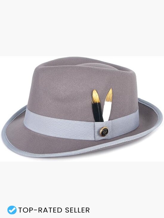 Unisex Short Brim Trilby Fedora Hat with Feather Panama Dress Hat Elegant main image 5
